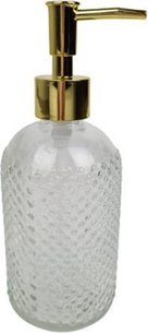 Zeepdispenser NOELL - Transparant / Goud - Glas - Ø 8 x 20 cm Zeepdispenser NOELL - Transparant / Goud - Glas - Ø 8 x 20 cm