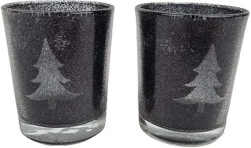 Waxinelichthouder Glitter Kerstboom - Zwart - Glas - Kerst - Ø 6 x 7 cm - Set van 2 - Waxinelichthouder – Waxinelicht – Gezellig – Sfeer – Kerst – Feestdagen – Licht – Wintertijd – Herfst – Thuis – Woonkamer – Interieur – Decoratie – Cadeau Waxinelichthouder Glitter Kerstboom - Zwart - Glas - Kerst - Ø 6 x 7 cm - Set van 2 - Waxinelichthouder – Waxinelicht – Gezellig – Sfeer – Kerst – Feestdagen – Licht – Wintertijd – Herfst – Thuis – Woonkamer – Interieur – Decoratie – Cadeau