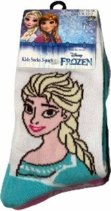 Frozen Anna, Elsa en Olaf kindersokken - Blauw / Roze / Paars - Maat 31-34 - 3 paar Frozen Anna, Elsa en Olaf kindersokken - Blauw / Roze / Paars - Maat 31-34 - 3 paar