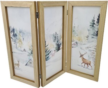 Houten raamscherm Landschap - Kerst / Winter - Raamornament Hert - Raam decoratie - Wit / Hout - 54,5 x 1,50 x 40 cm Houten raamscherm Landschap - Kerst / Winter - Raamornament Hert - Raam decoratie - Wit / Hout - 54,5 x 1,50 x 40 cm