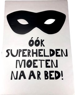 Muursticker - óók superhelden moeten naar bed! - Zwart / Wit - 48 x 68 cm Muursticker - óók superhelden moeten naar bed! - Zwart / Wit - 48 x 68 cm
