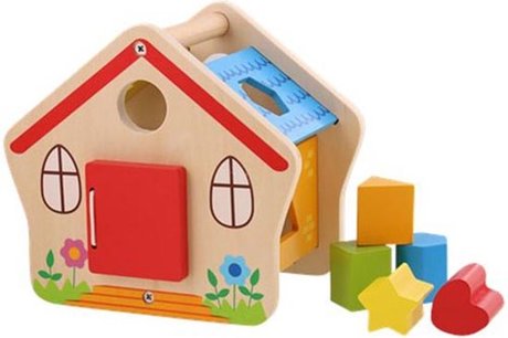 Houten speelgoed huis met blokken - Multicolor - Hout - 5 delig - Speelgoed - Kerstcadeau - Baby - Hout Houten speelgoed huis met blokken - Multicolor - Hout - 5 delig - Speelgoed - Kerstcadeau - Baby - Hout