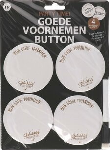Goede voornemens Buttons Oud en Nieuw - Goud / Wit - Metaal / Kunststof - Set van 4 - Feestdagen - Feest - Oud en Nieuw - Oudjaar - Nieuwjaar - Voornemens - New year Goede voornemens Buttons Oud en Nieuw - Goud / Wit - Metaal / Kunststof - Set van 4 - Feestdagen - Feest - Oud en Nieuw - Oudjaar - Nieuwjaar - Voornemens - New year