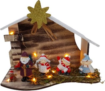 Kerststal Noël met LED verlichting - Multicolor - Hout - Ca. 25 x 13 x 21 cm - Kerstmis - Kerststal - Kerst - Winter - Feest - Kerstdecoratie Kerststal Noël met LED verlichting - Multicolor - Hout - Ca. 25 x 13 x 21 cm - Kerstmis - Kerststal - Kerst - Winter - Feest - Kerstdecoratie