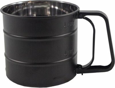 Meelzeef met mechanisme rond - Zwart / Zilver - Metaal - l 10 x b 10 x h 11,5 cm - Bakken - Koken - Keuken Meelzeef met mechanisme rond - Zwart / Zilver - Metaal - l 10 x b 10 x h 11,5 cm - Bakken - Koken - Keuken