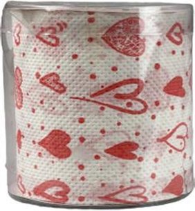 Toiletpapier hartjes - Rood / Wit - Papier - 300 vellen Toiletpapier hartjes - Rood / Wit - Papier - 300 vellen
