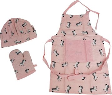 Kinderkookset met Zebraprint - Roze / Multicolor - Katoen - One Size - Set van 3 - Schort / Muts / Want - Koken - Set - Keukenset - Keuken - Bakken Kinderkookset met Zebraprint - Roze / Multicolor - Katoen - One Size - Set van 3 - Schort / Muts / Want - Koken - Set - Keukenset - Keuken - Bakken