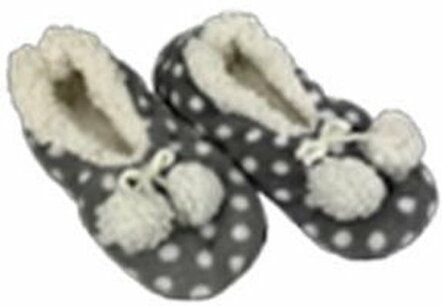 Pantoffel laag model balletjes - Grijs / Wit - Maat 33/34 Pantoffel laag model balletjes - Grijs / Wit - Maat 33/34