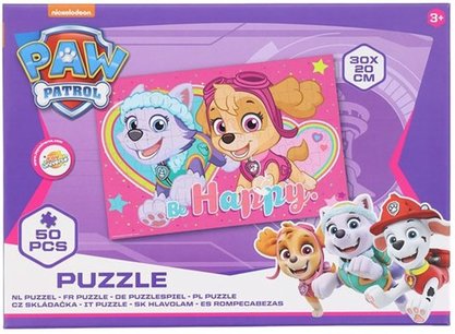 PAW Patrol Be Happy Puzzel - Paars / Roze - Karton - 50 Stukjes - 30 x 20 cm - 3+ PAW Patrol Be Happy Puzzel - Paars / Roze - Karton - 50 Stukjes - 30 x 20 cm - 3+