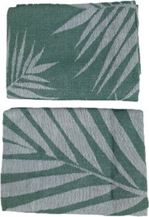 Theedoek JAIREY met Botanisch patroon - Donkergroen / Groen - Set van 2 - Katoen - 50 x 70 cm Theedoek JAIREY met Botanisch patroon - Donkergroen / Groen - Set van 2 - Katoen - 50 x 70 cm