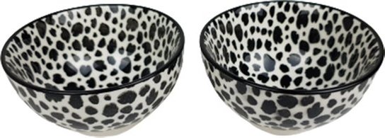 Amuse schaaltjes met luipaard print OLLY - Zwart / Wit - Keramiek - ø 9,5 x h 5 cm - Set van 2 - Saus schaaltje - Schaaltje - Amuse Amuse schaaltjes met luipaard print OLLY - Zwart / Wit - Keramiek - ø 9,5 x h 5 cm - Set van 2 - Saus schaaltje - Schaaltje - Amuse