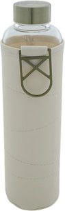 Drinkfles met sleeve NIAM - Wit / Zilver - Glas / Kunstleer - 750 ml - Drinkfles - Fles - Waterfles - Sporten - Drinken - To Go Drinkfles met sleeve NIAM - Wit / Zilver - Glas / Kunstleer - 750 ml - Drinkfles - Fles - Waterfles - Sporten - Drinken - To Go