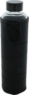 Drinkfles met sleeve NIAM - Zwart / Zilver - Glas / Kunstleer - 750 ml - Drinkfles - Fles - Waterfles - Sporten - Drinken - To Go Drinkfles met sleeve NIAM - Zwart / Zilver - Glas / Kunstleer - 750 ml - Drinkfles - Fles - Waterfles - Sporten - Drinken - To Go