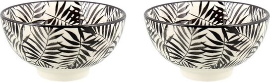Amuse schaaltjes met botanische print OLLY - Zwart / Wit - Keramiek - ø 9,5 x h 5 cm - Set van 2 - Saus schaaltje - Schaaltje - Amuse Amuse schaaltjes met botanische print OLLY - Zwart / Wit - Keramiek - ø 9,5 x h 5 cm - Set van 2 - Saus schaaltje - Schaaltje - Amuse