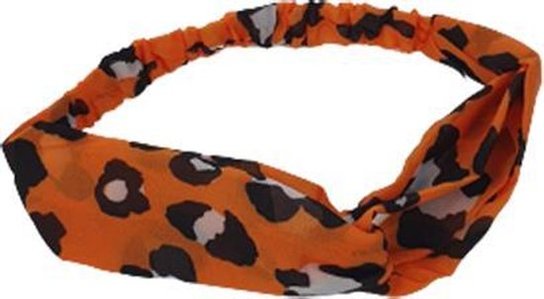 Haarband - Hoofdband - Oranje met een panter print - Rekbaar Haarband - Hoofdband - Oranje met een panter print - Rekbaar