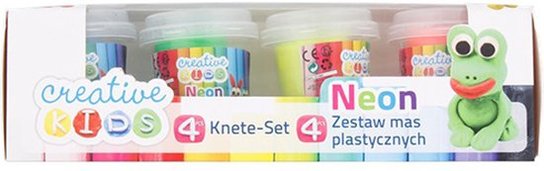Kids Creative Kleiset - Neon - Kinder Klei - 23 x 7 x 6 cm - Set van 4x 55 gram Kids Creative Kleiset - Neon - Kinder Klei - 23 x 7 x 6 cm - Set van 4x 55 gram