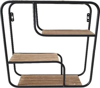 Industriële wandrek met plankjes ANJA - Metaal / Hout - Zwart - 35x10x35 cm Industriële wandrek met plankjes ANJA - Metaal / Hout - Zwart - 35x10x35 cm