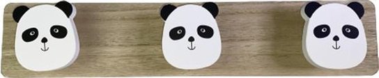 Kapstok Met Dierenfiguren - Panda - Wit / Bruin - Hout - 39,5 x 5,5 x 8 cm Kapstok Met Dierenfiguren - Panda - Wit / Bruin - Hout - 39,5 x 5,5 x 8 cm