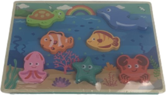 Houten puzzel Zee - Dieren - Multicolor - Hout - Chunky Puzzel - 30 x 22 cm Houten puzzel Zee - Dieren - Multicolor - Hout - Chunky Puzzel - 30 x 22 cm