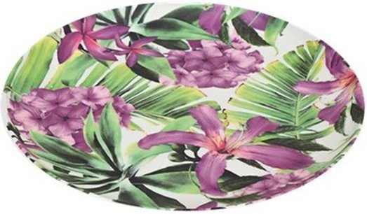 Bord met plant en bloem print SANDER - Paars / Groen - Melamine - Ø 25 cm - Set van 2 - Bord - Eetbord - Dinerbord - Bestek - Servies - Eten Bord met plant en bloem print SANDER - Paars / Groen - Melamine - Ø 25 cm - Set van 2 - Bord - Eetbord - Dinerbord - Bestek - Servies - Eten