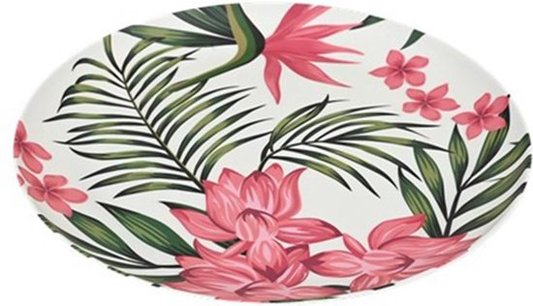 Bord met plant en bloem print SANDER - Roze / Groen - Melamine - Ø 25 cm - Set van 2 - Bord - Eetbord - Dinerbord - Bestek - Servies - Eten Bord met plant en bloem print SANDER - Roze / Groen - Melamine - Ø 25 cm - Set van 2 - Bord - Eetbord - Dinerbord - Bestek - Servies - Eten
