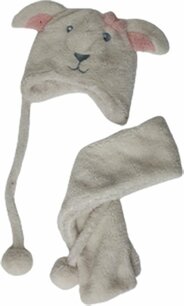 Sarlini - Baby - Muts - Sjaal - Wit - Muis - Warm Sarlini - Baby - Muts - Sjaal - Wit - Muis - Warm