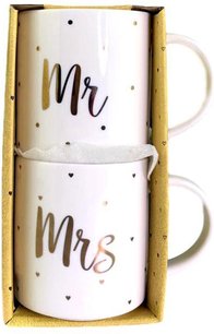 Mokken set - Mr & Mrs - Wit / Goud