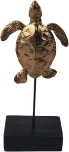 Schildpad beeldje industriële look - Goud / Zwart - Hout / Metaal - 11 x 7,5 x 28 cm Schildpad beeldje industriële look - Goud / Zwart - Hout / Metaal - 11 x 7,5 x 28 cm