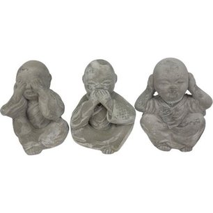 Trendy Deco Boeddha - Horen Zien Zwijgen - Grijs - Keramiek - 7cm x 5,3cm x 8cm - Set van 3 - Buddha Trendy Deco Boeddha - Horen Zien Zwijgen - Grijs - Keramiek - 7cm x 5,3cm x 8cm - Set van 3 - Buddha