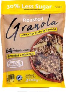 Geroosterde Granola - Banaan / Chocolade - Set van 2 zakken - Superfood - 300 gram - Minder Suiker Geroosterde Granola - Banaan / Chocolade - Set van 2 zakken - Superfood - 300 gram - Minder Suiker
