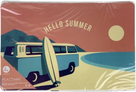 Placemat met zomerprint "Hello Summer" KOBIE - Oranje / Multicolor - Kunststof - 43 x 28 cm - 4 Stuks Placemat met zomerprint "Hello Summer" KOBIE - Oranje / Multicolor - Kunststof - 43 x 28 cm - 4 Stuks