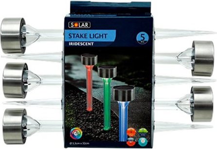 Tuinbeeld - Iridescent Lamp Tuinaanstekers - Tuinlampen - Set van 5 Tuinbeeld - Iridescent Lamp Tuinaanstekers - Tuinlampen - Set van 5