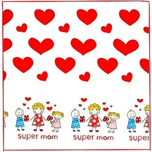 Tafelkleed "Super Mom" - Wit / Rood - Kunststof - 180 x 120 cm Tafelkleed "Super Mom" - Wit / Rood - Kunststof - 180 x 120 cm