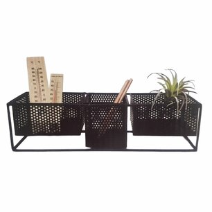 Industriële wandrek JARO - Zwart - Metaal - 45 x 11 x 12 cm Industriële wandrek JARO - Zwart - Metaal - 45 x 11 x 12 cm