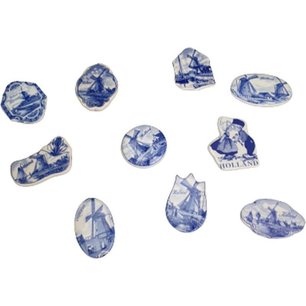 Delfts Blauw Koelkastmagneten - Magneetjes - Blauw / Wit - Keramiek - Set van 3 - Assorti Delfts Blauw Koelkastmagneten - Magneetjes - Blauw / Wit - Keramiek - Set van 3 - Assorti