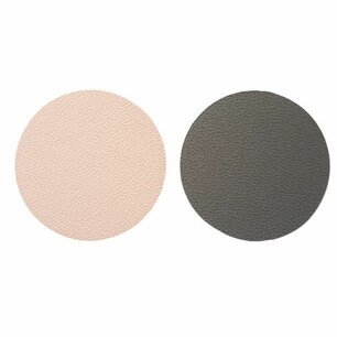 Dubbelzijdige luxe onderzetter NAUD - Roze / Grijs - Leder - Rond - Ø10 cm - Set van 6 Dubbelzijdige luxe onderzetter NAUD - Roze / Grijs - Leder - Rond - Ø10 cm - Set van 6