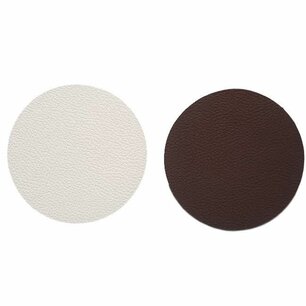 Dubbelzijdige luxe onderzetter NAUD - Wit / Donkerbruin - Leder - Rond - Ø10 cm - Set van 6 Dubbelzijdige luxe onderzetter NAUD - Wit / Donkerbruin - Leder - Rond - Ø10 cm - Set van 6