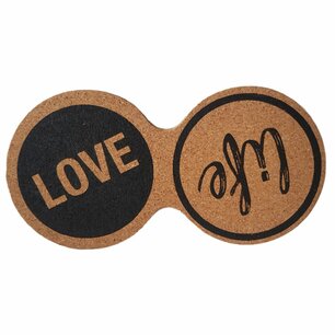 Duo onderzetter "Love Life" JIP - Bruin / Zwart - Kurk - Rond - Ø 10 x h 19 cm - Set van 2 Duo onderzetter "Love Life" JIP - Bruin / Zwart - Kurk - Rond - Ø 10 x h 19 cm - Set van 2