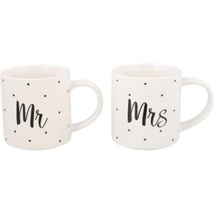 Mokken set - Mr en Mrs - Wit / Zwart - Keramiek - Mister & Misses - Mok - Set van 2 Mokken set - Mr en Mrs - Wit / Zwart - Keramiek - Mister & Misses - Mok - Set van 2