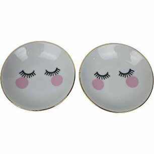 Theezakjeshouder oogjes KLAASJE - Wit / Goud - Keramiek - Ø 8 cm - Set van 2 Theezakjeshouder oogjes KLAASJE - Wit / Goud - Keramiek - Ø 8 cm - Set van 2