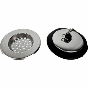 Gootsteenstop en Gootsteenzeef - Zilver - RVS - Ø 7 cm Gootsteenstop en Gootsteenzeef - Zilver - RVS - Ø 7 cm