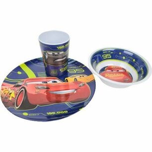 Disney Cars ontbijtset - Serviesset - Bord / Beker / Kom - Multicolor - Kunststof - Set van 3 Disney Cars ontbijtset - Serviesset - Bord / Beker / Kom - Multicolor - Kunststof - Set van 3