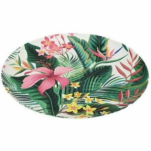 Bord met plant en bloem print SANDER - Geel / Roze / Groen - Melamine - Ø 25 cm - Bord - Eetbord - Dinerbord - Bestek - Servies - Eten Bord met plant en bloem print SANDER - Geel / Roze / Groen - Melamine - Ø 25 cm - Bord - Eetbord - Dinerbord - Bestek - Servies - Eten