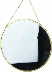 Hang spiegel SAINT BARTZ met metalen ketting Goud 20 cm hangspiegel Industriële spiegel Hang spiegel SAINT BARTZ met metalen ketting Goud 20 cm hangspiegel Industriële spiegel