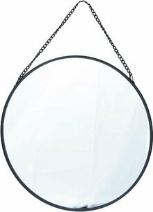 Hang spiegel SAINT BARTZ met metalen ketting Zwart 20 cm hangspiegel Industriële spiegel Hang spiegel SAINT BARTZ met metalen ketting Zwart 20 cm hangspiegel Industriële spiegel