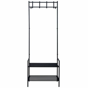 Industrieel Jassenrek / Industriële kapstok met mdf plaat - Metal Coat Rack - Zwart - Metaal / MDF - 61 x 33 x 168.5 cm Industrieel Jassenrek / Industriële kapstok met mdf plaat - Metal Coat Rack - Zwart - Metaal / MDF - 61 x 33 x 168.5 cm