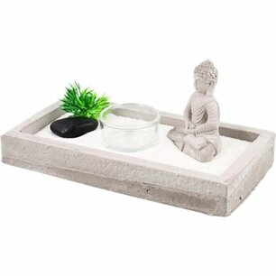 Boeddha zen garden set - Grijs / Multicolor - Steen / Glas - 19 x 10 x 8 cm Boeddha zen garden set - Grijs / Multicolor - Steen / Glas - 19 x 10 x 8 cm