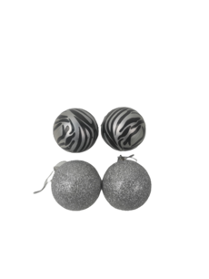 Luxe glitter kerstballen BLITZ met zebra print - Zwart / Zilver - Kunststof - set van 8 - Kerst - kerstmis - kerstboom Luxe glitter kerstballen BLITZ met zebra print - Zwart / Zilver - Kunststof - set van 8 - Kerst - kerstmis - kerstboom