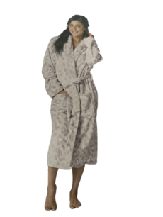 Warme Fluffy Badjas - Panter - Wit / Grijs - Polyester - Maat L Warme Fluffy Badjas - Panter - Wit / Grijs - Polyester - Maat L