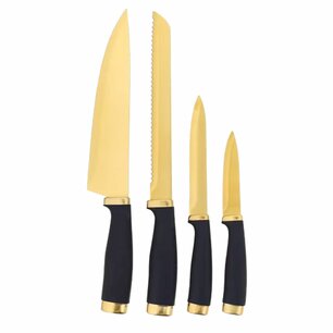 Professionele Messen Set - 4 Messen - Goud - Roestvrij Staal - Messenset Professionele Messen Set - 4 Messen - Goud - Roestvrij Staal - Messenset